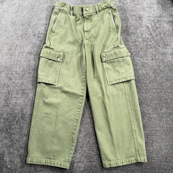J.CREW Other - J Crew Relaxed Cargo Pants Women's Size 28 Green Tapered Heavy Weigh Twill BW526